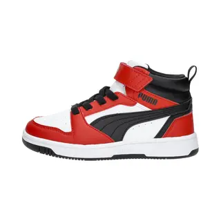 Puma Unisex Kinder Rebound V6 Mid Ac+ Ps Sneaker, Puma White Puma Black For All Time Red, 35 Eu