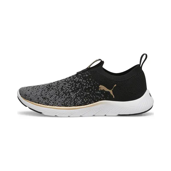 Puma Women's Softride Remi Slip-on Knit Running Shoes, Puma Black-Puma Gold-Cool Dark Gray, 6 Uk thumbnail