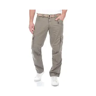 Timezone Cargohose Herren Mit Gürtel BenitoTZ Loose Fit Cargo Hose Taschen Baumwolle, Farbe, Perl Grey (8435), Größe, 29W / 30L