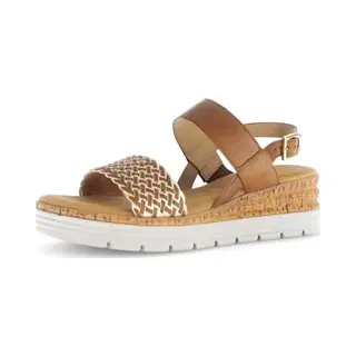Gabor Damen Riemchensandalen, Frauen Sandalen, Sommerschuhe, Freizeitschuhe, offene Schuhe, Strandschuhe, Sandaletten, Camel/Platin(go), 39 Eu / 6 Uk