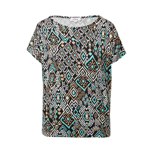 S.Oliver Shirt Donkerbeige / Turquoise / Zwart / Wit thumbnail