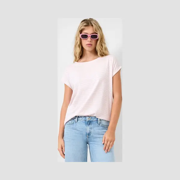 Qs Shirt Pastelroze / Wit thumbnail