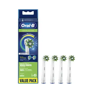 Oral-B CrossAction Replacement Brush Heads with CleanMaximiser Technology, 4 pcs