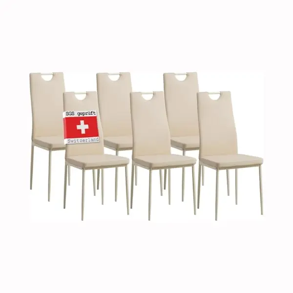 Albatros International Esszimmerstuhl Esszimmerstühle Salerno 6er Set Beige Kunstleder Edles Design (6er Set, Beige), Edles Italienisches Design, thumbnail