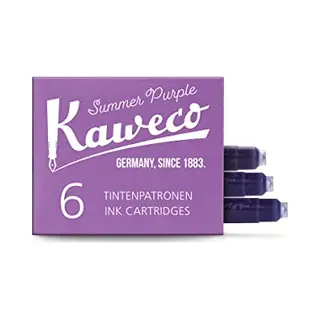 Kaweco Fountain Pen Ink Cartridges Summer Purple Pack Of 6 | Premium Ink With Short Standard Cartridges In Purple | Vegan Cruelty Free Water Soluble