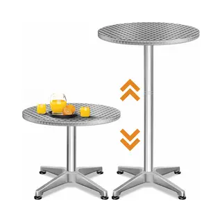 Casaria® Bar Table Stainless Steel/Aluminium Height-Adjustable 70cm / 115cm