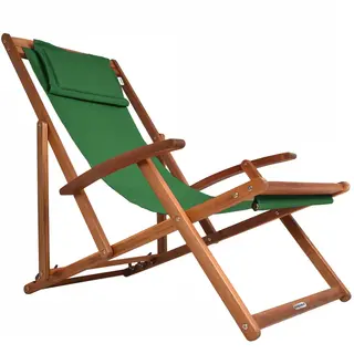 Casaria® Ligstoel Groen Acaciahout 94x60x94cm