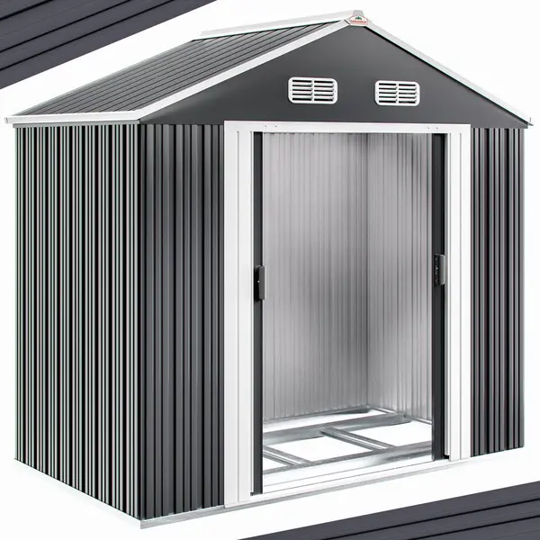 Gardebruk® Tuinhuis Xl Antraciet Metaal 190x135x200cm Fundament thumbnail