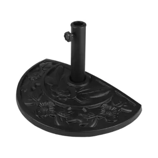 Deuba® Halve Parasolvoet Zwart Gietijzer-Look Bloemen Motief