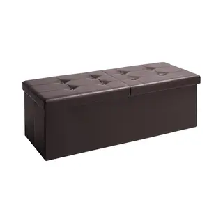 Casaria® Sitzbank Mit Stauraum Faltbar Braun 80x40x40cm Gepolstert Deckel Kunstleder Schlafzimmer Wohnzimmer Flur Sitztruhe Truhenbank Polsterbank
