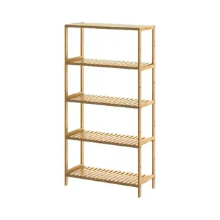 Casaria® Standing Shelf Bamboo 130x60x26cm 5 Shelves