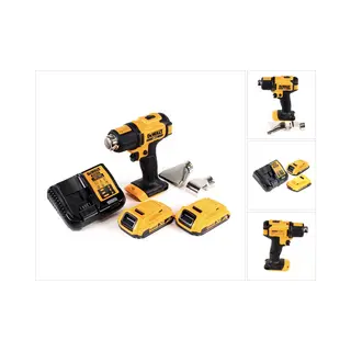 DeWalt, Hete Lucht Droger, Dce 530 D2 Accuhittepistool 18V 530°C + 2x Oplaadbare Accu 2.0Ah + 1x Oplader + Oppervlakte- En