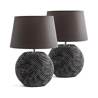 Brubaker - Zen Garden - Tafellampen Set Van 2 Stuks - Decoratieve Tafellampen - Bedlampjes - Antracietgrijs - Keramische Voeten - Matte Afwerking - 38