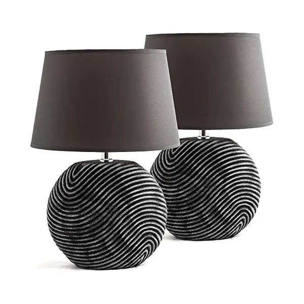 Brubaker Nachttischlampe 2er Set Tischlampe "Zen Garden", Ohne Leuchtmittel, 2x Moderne Nachttischlampen Mit Keramikfuß - Tischlampen Set - Modern thumbnail