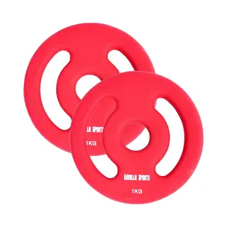 Gorilla Sports® Neopren Hantelscheiben - 2er Set, 2x1kg, 2x2kg, 2x3kg, 2x4kg, 2x5kg Gewichte, 30/31 Mm Bohrung, Mit Griffen, Gusseisen -