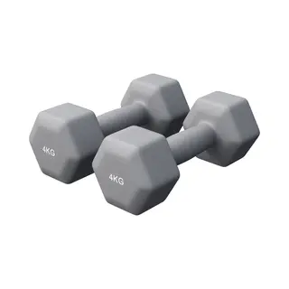 Gorilla Sports® Hanteln Set - Neopren, 2 X 4 Kg, Gusseisen, Grau - Hexagon Kurzhanteln, Hantelset, Hantel Gewichte, Kurzhantelset Für Pilates,
