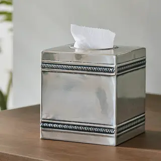 Loberon Tissuebox Semoine Antiekzilverkleurig