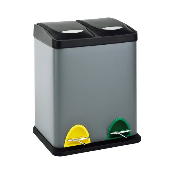 Tc2x8 Mülleimer 16 Liter 2x8l Doppelt Kücheneimer Treteimer Grau - Svita thumbnail