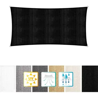 Rechthoekige Luifel Van Lumaland Incl. Spankoorden|Rechthoekig 2 X 4 M| 160 G/m² - Zwart
