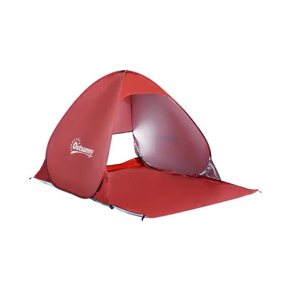 Outsunny Strandmuschel Pop Up Automatisch Strandzelt Mit Fenster Uv-Schutz Tragbares Wurfzelt, Strand Zelt Windschutz Sonnenschutz Für 2-3 Personen thumbnail