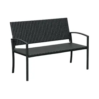 Outsunny Gartenbank Für 2 Personen, Bis 240 Kg Belastbar, Schwarz, 122 X 60 X 85cm (Gartenmöbel, 1-St., Sitzbank), Sitzbank In Rattanoptik, Mit