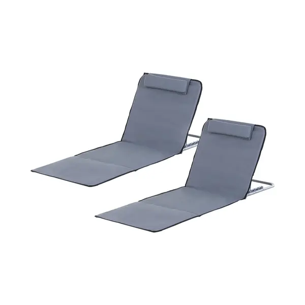 Outsunny Strandmatte, 2er Set, Faltbare Strandmatratze, Sonnenmatte, 5-stufige Höhe, Mit Tragetasche, Stahl, 134 X 48 X 36-45 Cm thumbnail