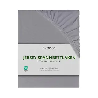 Svenson Jersey-Spannbettlaken Aus Baumwolle - Weich, Elastisch Und Bequem Für Den Täglichen Gebrauch, 90x200cm, Silber Grau