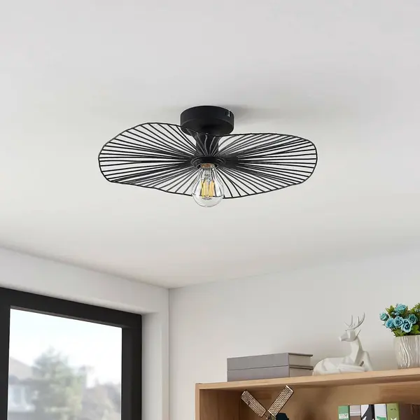 Lindby Deckenleuchten Ruota, Metall, Schwarz IP20, 1 X 60 W thumbnail