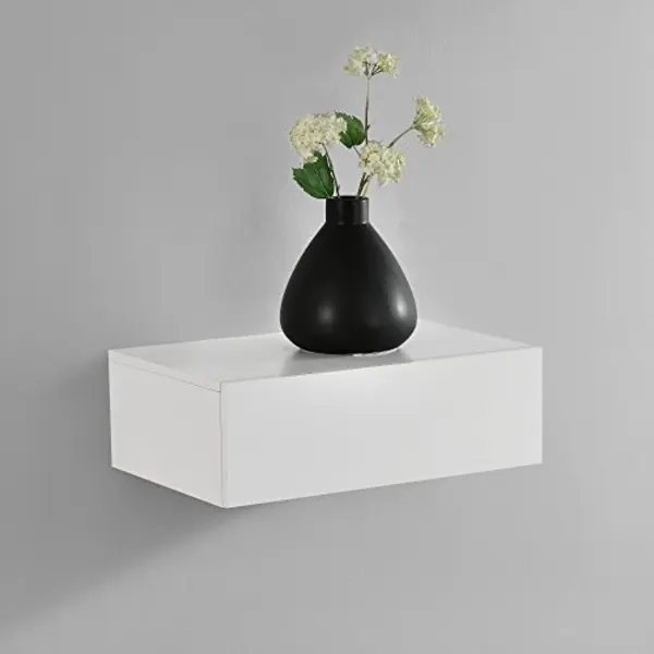 En.casa Nachtschrank »Oslo« Wandboard Mit Schublade 46x30x15cm Weiß Matt thumbnail