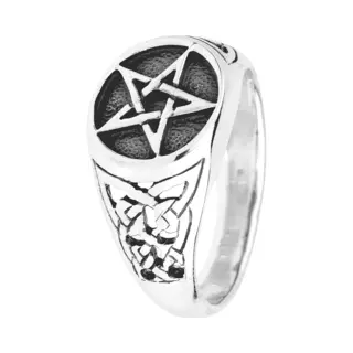 EtNox Hard And Heavy Pentagram Ring Silberfarben