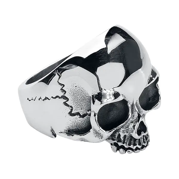 EtNox Hard And Heavy Skull Head Ring Silberfarben thumbnail