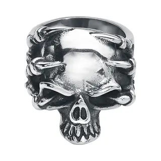 EtNox Hard And Heavy Klauenschädel Ring Silberfarben