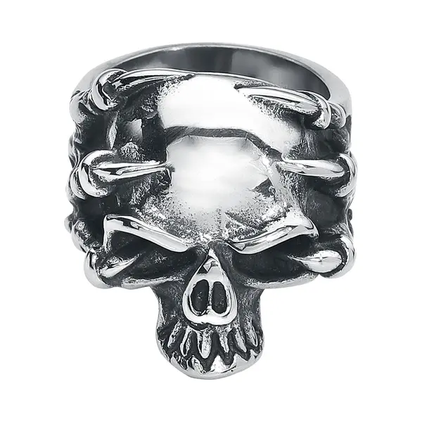 EtNox Hard And Heavy Klauenschädel Ring Silberfarben thumbnail