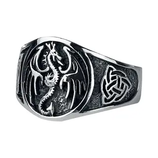 EtNox Hard And Heavy Dragon Ring Silberfarben