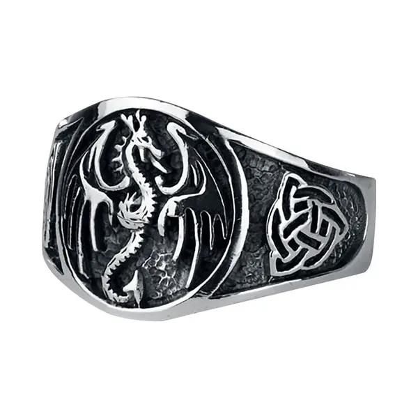 EtNox Hard And Heavy Dragon Ring Silberfarben thumbnail