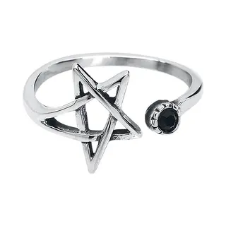EtNox Pentagramm Ring Silberfarben
