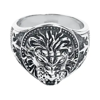 EtNox Hard And Heavy Löwe Ring Silberfarben