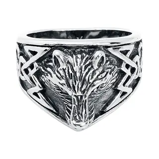 EtNox Wolfskopf Ring Silberfarben