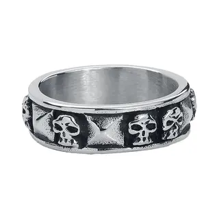 Etnox Skulls And Rivets Heren Ring - Zilverkleurig - Xl