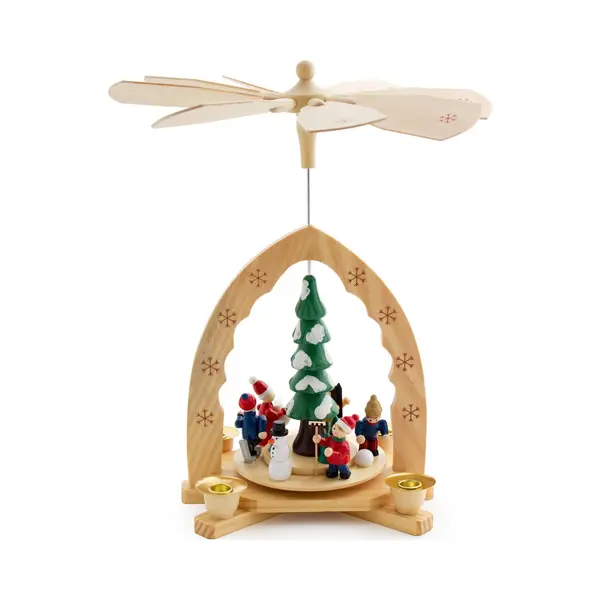 Brubaker 1 Tier Wooden Christmas Pyramid - 12 Inches (30 Cm) - Christmas Tree With Winter Scene thumbnail