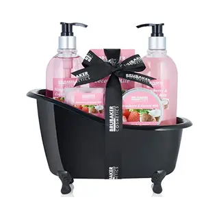 Brubaker Cosmetics Bad- En Doucheset - Cadeautip Vrouw - Aardbei Kokosnoot In Decoratieve Badkuip - Verwenpakket Vrouw - Cadeau Geschenkset Zwart 9