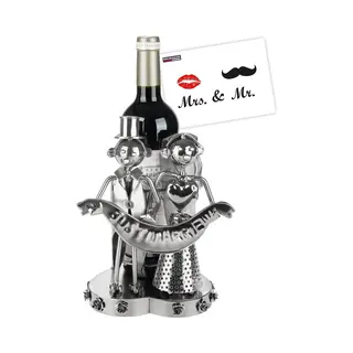 Brubaker Wine Bottle Holder Just Married Bride And Groom - Metal Sculpture Bottle Holder Wedding Couple - Wine Gift For Wedding - Bottle Stand With