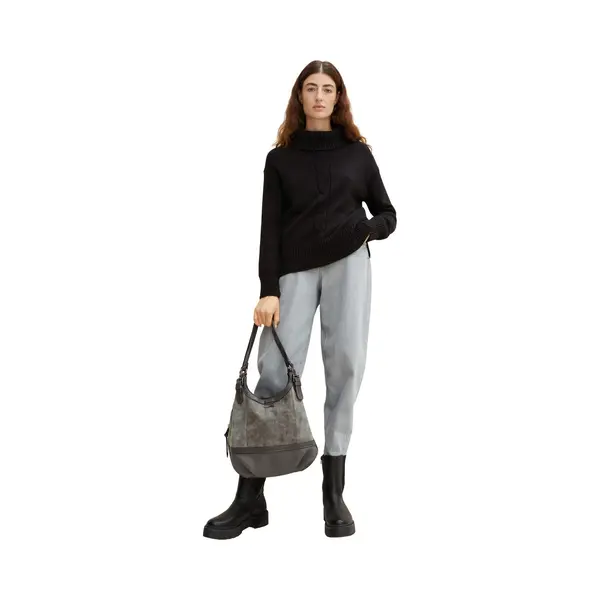 Tom Tailor Juna Damen Shopper Umhängetasche Reißverschluss Klein Grau thumbnail