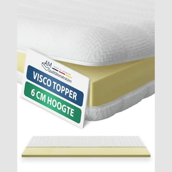 Am Qualitätsmatratzen Visco Topper 90x200cm Memory Foam - Made In Germany - Oeko Tex Zertfizierter Viscoschaum Topper 90x200 H2 Mit Waschbarem Bezug thumbnail