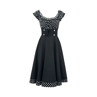 Belsira Off-The-Shoulder Swing Dress Midi Dress Black White