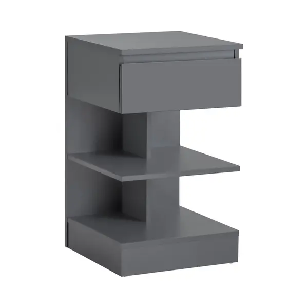 SoBuy FBT49-Hg - Bijzettafel - 1 Lade En 3 Planken - Grijs thumbnail