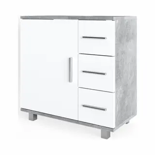 Vicco Sink Base Cabinet Ilias, Concrete, 60 X 60.8 Cm, With Siphon Cut-out For Installation On Washbasin