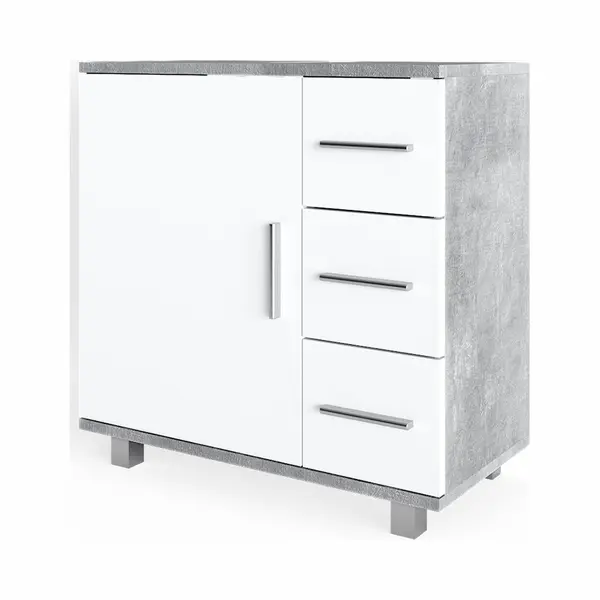 Vicco Sink Base Cabinet Ilias, Concrete, 60 X 60.8 Cm, With Siphon Cut-out For Installation On Washbasin thumbnail