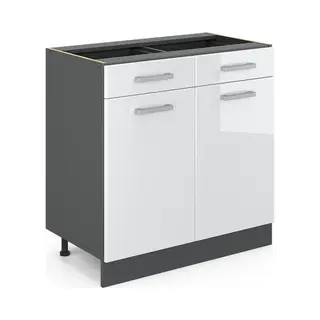 Vicco Unterschrank R-Line, Weiß Hochglanz/Anthrazit, 80 Cm Ohne Arbeitsplatte (1-St)