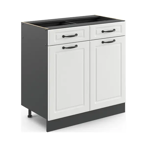 Vicco Küchenunterschrank R-Line, Weiß Landhaus, 80 Cm Ohne Arbeitsplatte, Zur Freien Kombination Innerhalb Modularer Küchensysteme thumbnail
